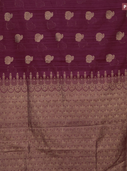 Banarasi semi matka silk saree wine shade with zari woven buttas and zari woven border