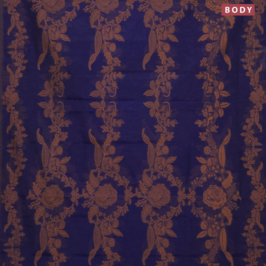 Banarasi semi matka silk saree navy blue with allover thread weaves in borderless style