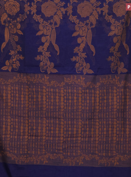 Banarasi semi matka silk saree navy blue with allover thread weaves in borderless style