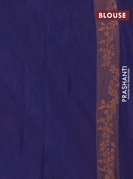 Banarasi semi matka silk saree navy blue with allover thread weaves in borderless style