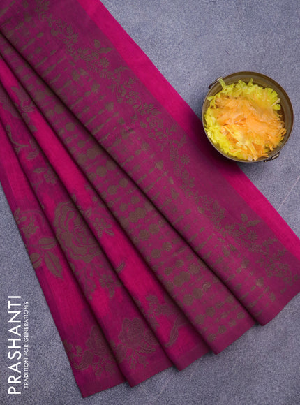 Banarasi semi matka silk saree pink with allover thread weaves in borderless style