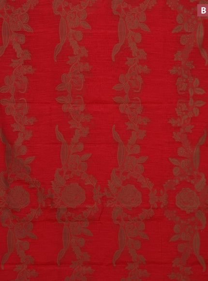 Banarasi semi matka silk saree red with allover thread weaves in borderless style