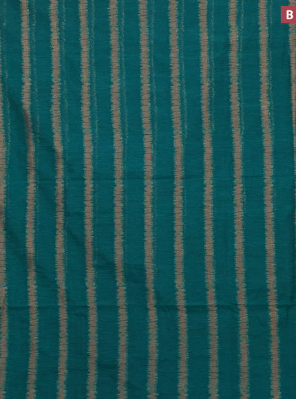 Banarasi semi matka silk saree teal green with allover thread weaves in borderless style