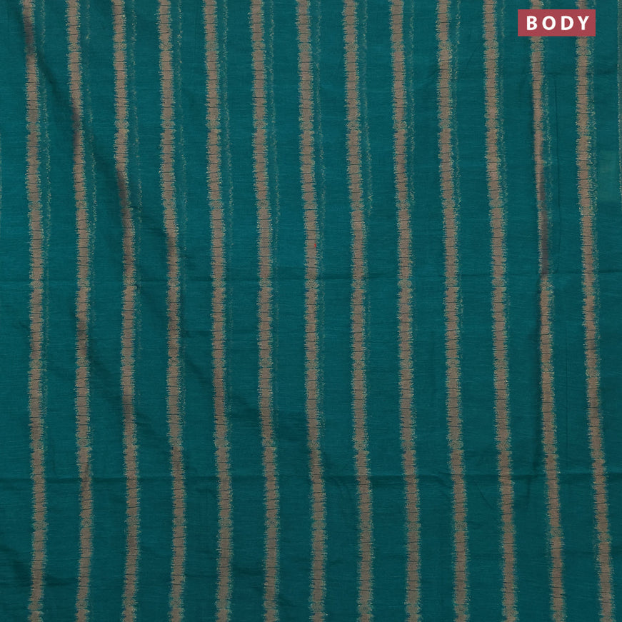 Banarasi semi matka silk saree teal green with allover thread weaves in borderless style