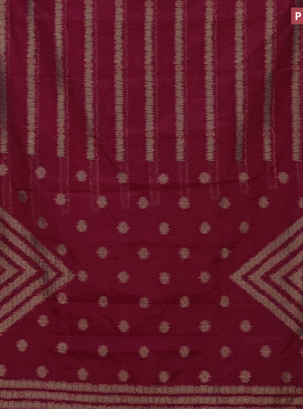 Banarasi semi matka silk saree wine shade with allover thread weaves in borderless style