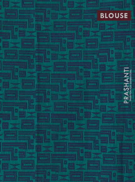 Banarasi semi matka silk saree teal green and dark blue with allover thread weaves and woven border