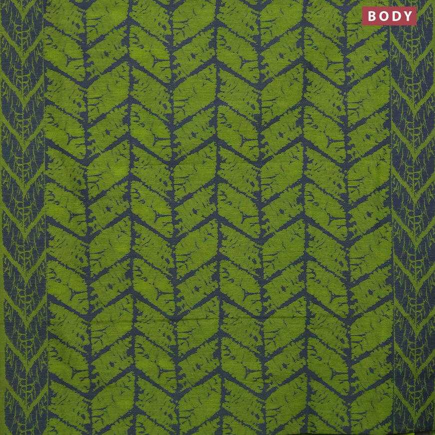 Banarasi semi matka silk saree lime green and blue with allover thread weaves and woven border