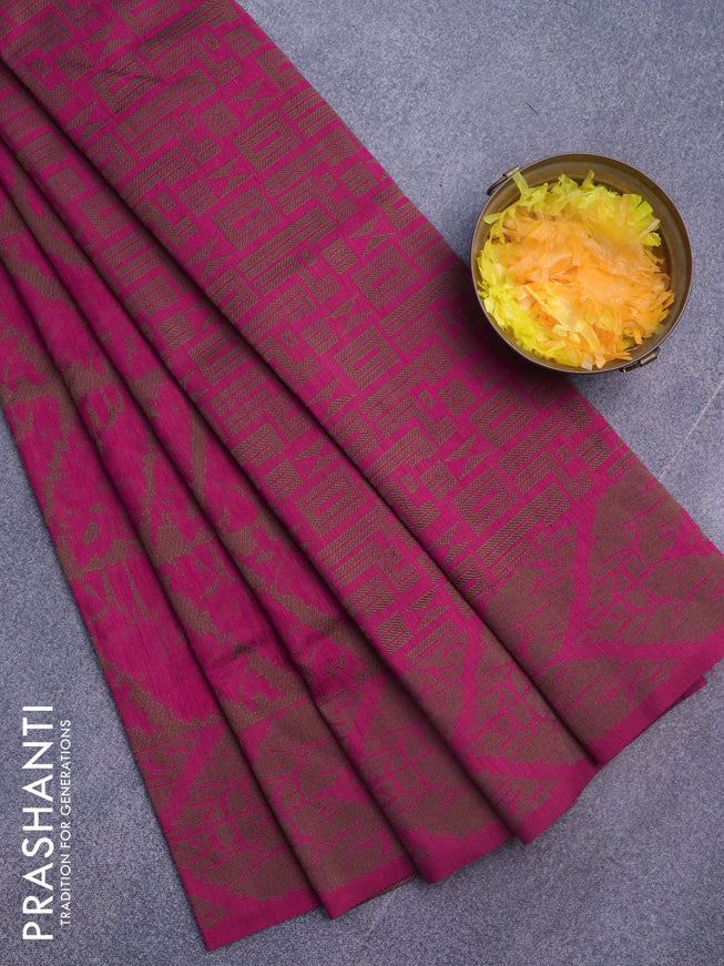 Banarasi semi matka silk saree pink and brown with allover thread weaves and woven border