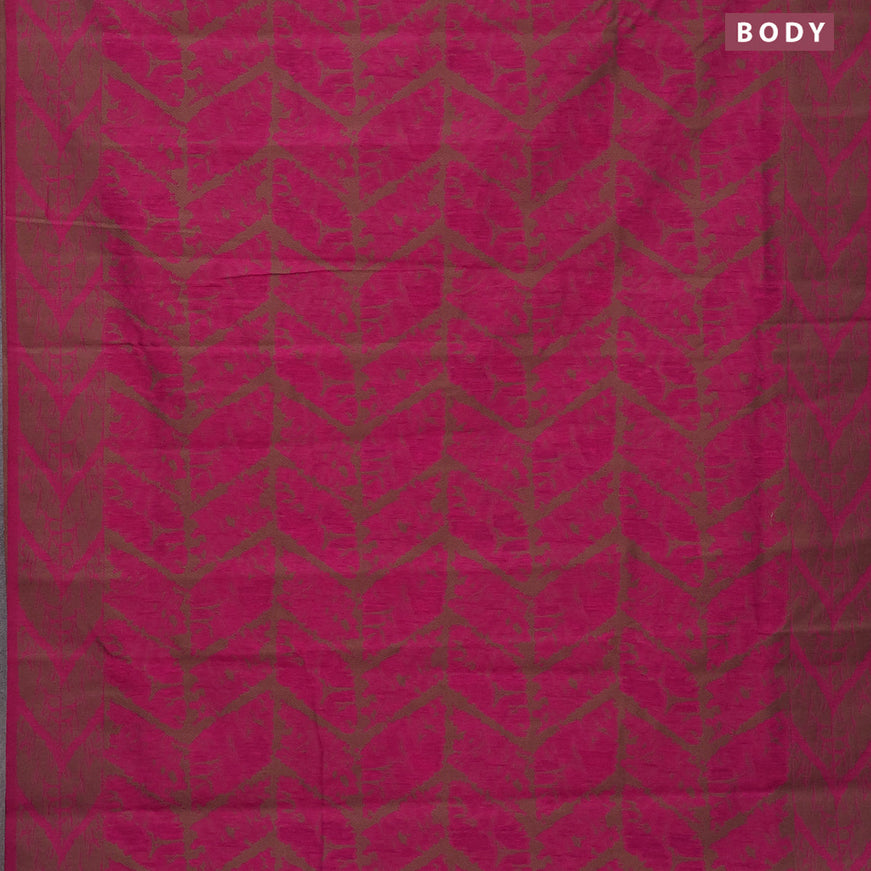 Banarasi semi matka silk saree pink and brown with allover thread weaves and woven border