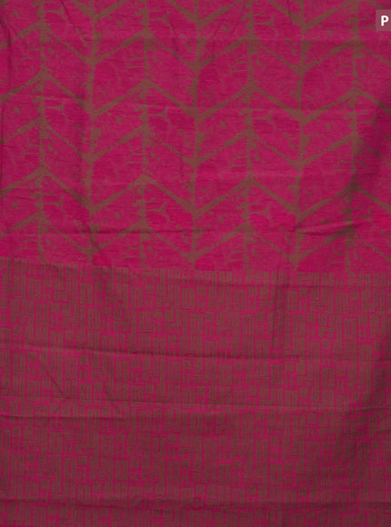 Banarasi semi matka silk saree pink and brown with allover thread weaves and woven border