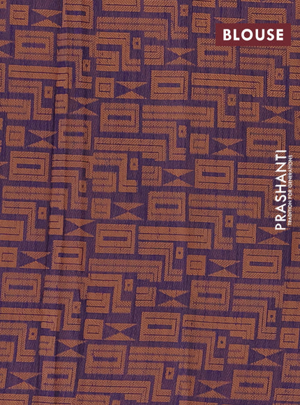 Banarasi semi matka silk saree violet and brown with allover thread weaves and woven border