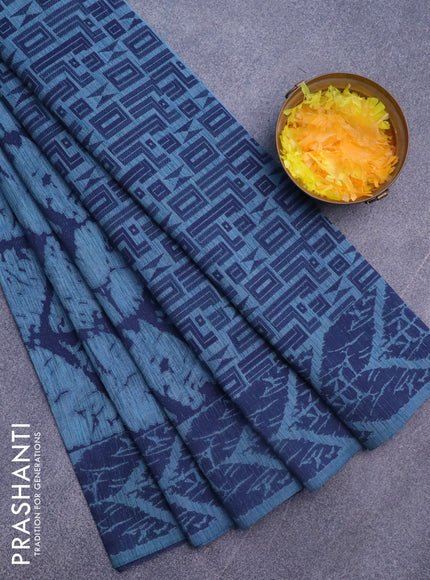 Banarasi semi matka silk saree blue shade and dark blue with allover thread weaves and woven border