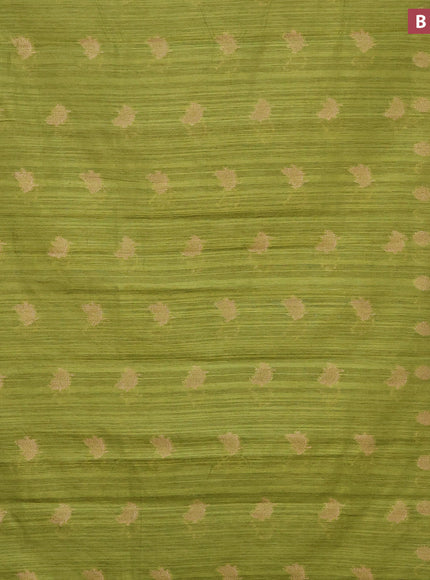 Banarasi semi matka silk saree mehendi green with zari woven buttas and zari woven border