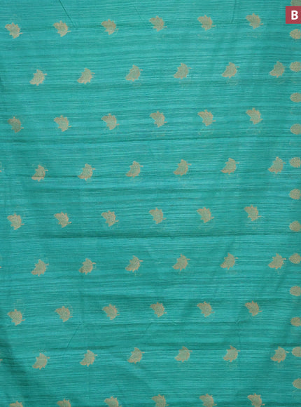 Banarasi semi matka silk saree teal green with zari woven buttas and zari woven border