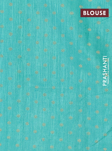 Banarasi semi matka silk saree teal green with zari woven buttas and zari woven border