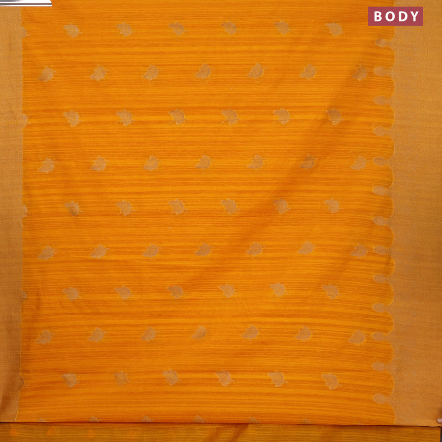 Banarasi semi matka silk saree mango yellow with zari woven buttas and zari woven border