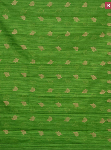 Banarasi semi matka silk saree light green with zari woven buttas and zari woven border