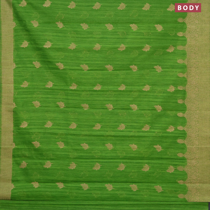 Banarasi semi matka silk saree light green with zari woven buttas and zari woven border