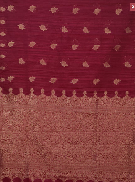 Banarasi semi matka silk saree wine shade with zari woven buttas and zari woven border