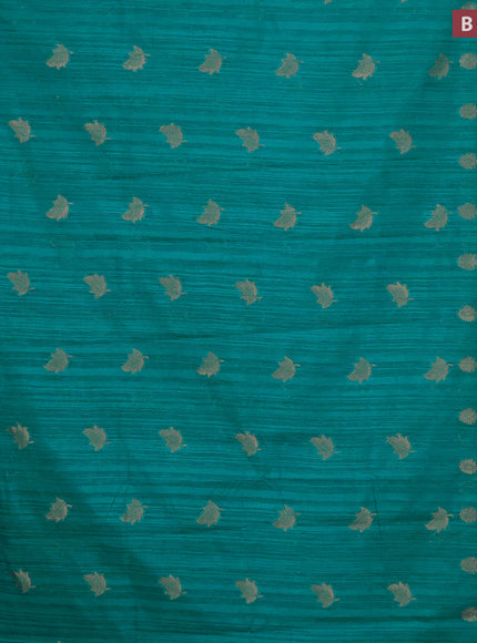 Banarasi semi matka silk saree teal blue with zari woven buttas and zari woven border