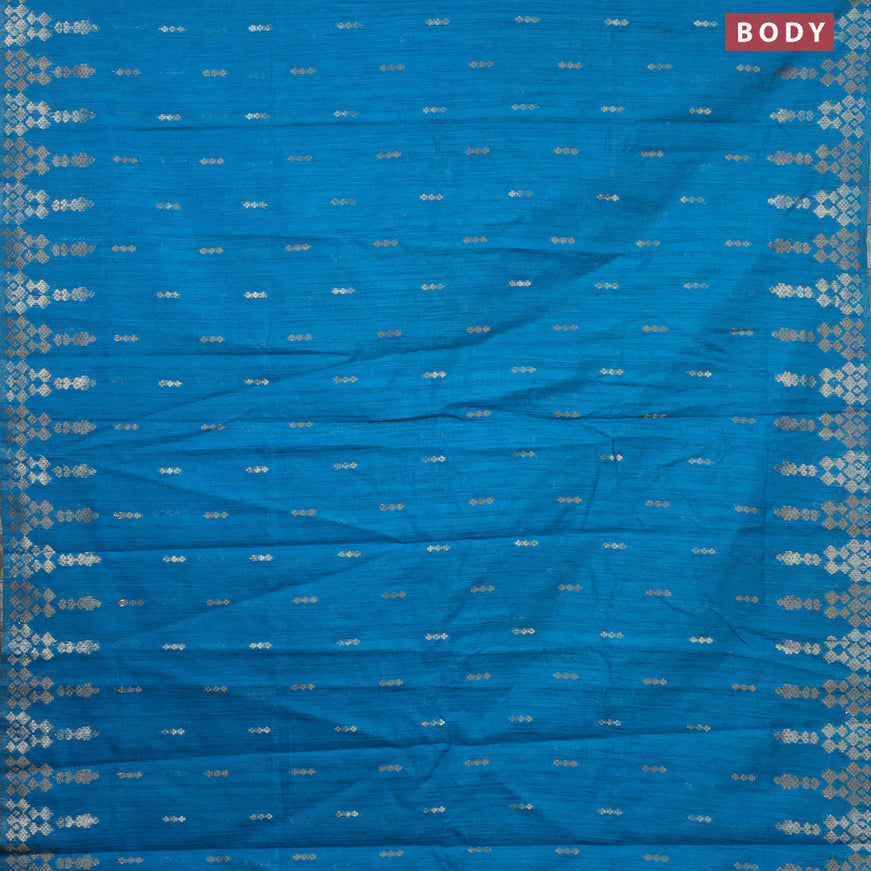 Banarasi semi matka silk saree cs blue with zari woven buttas and zari woven border