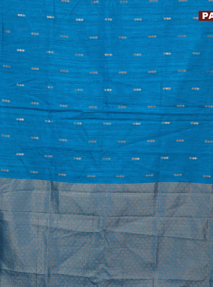 Banarasi semi matka silk saree cs blue with zari woven buttas and zari woven border