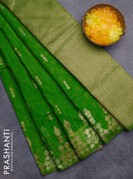 Banarasi semi matka silk saree light green with zari woven buttas and zari woven border