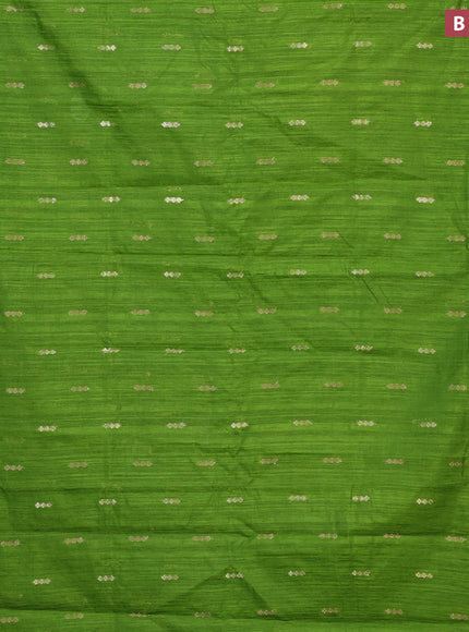 Banarasi semi matka silk saree light green with zari woven buttas and zari woven border