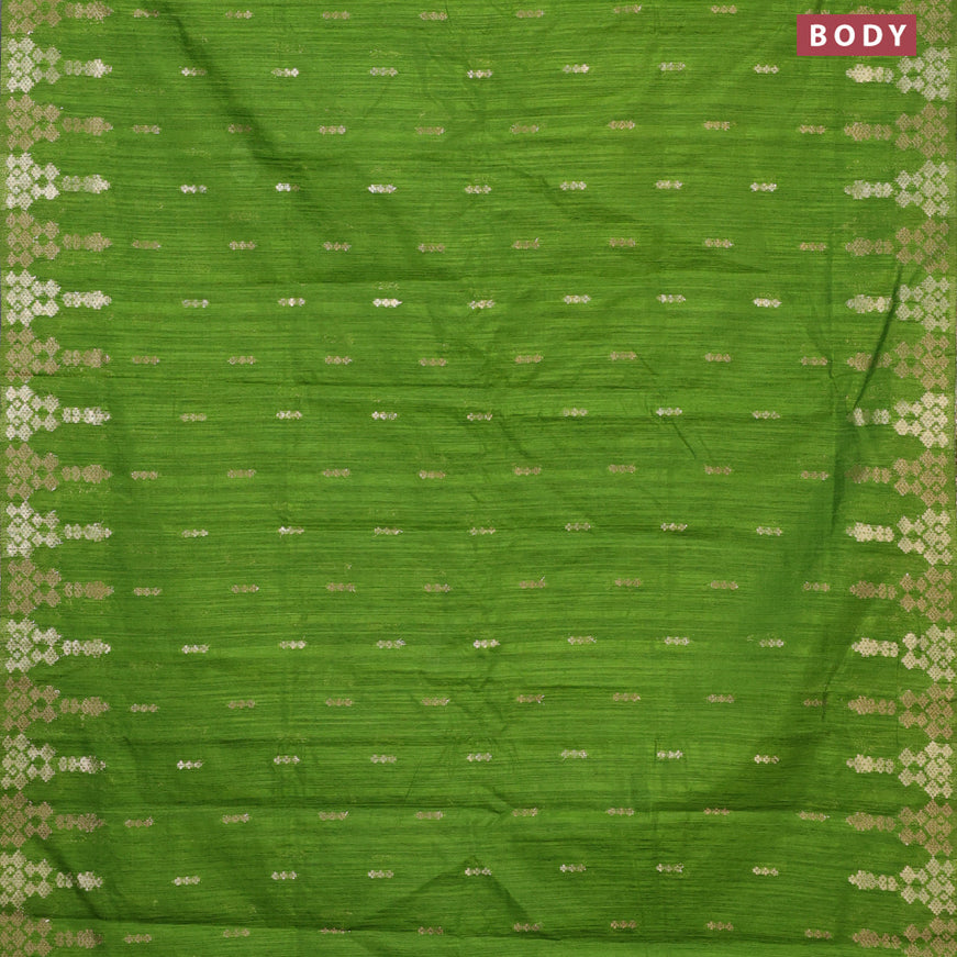 Banarasi semi matka silk saree light green with zari woven buttas and zari woven border