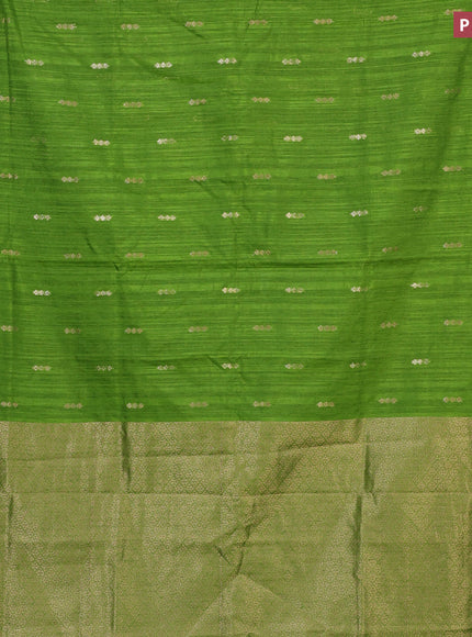 Banarasi semi matka silk saree light green with zari woven buttas and zari woven border