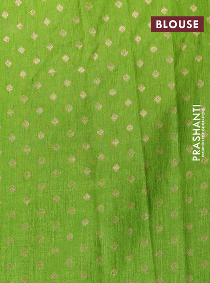 Banarasi semi matka silk saree light green with zari woven buttas and zari woven border