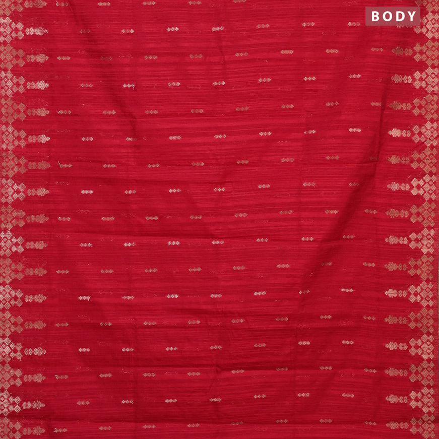 Banarasi semi matka silk saree red with zari woven buttas and zari woven border