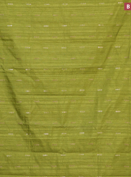 Banarasi semi matka silk saree light green with zari woven buttas and zari woven border