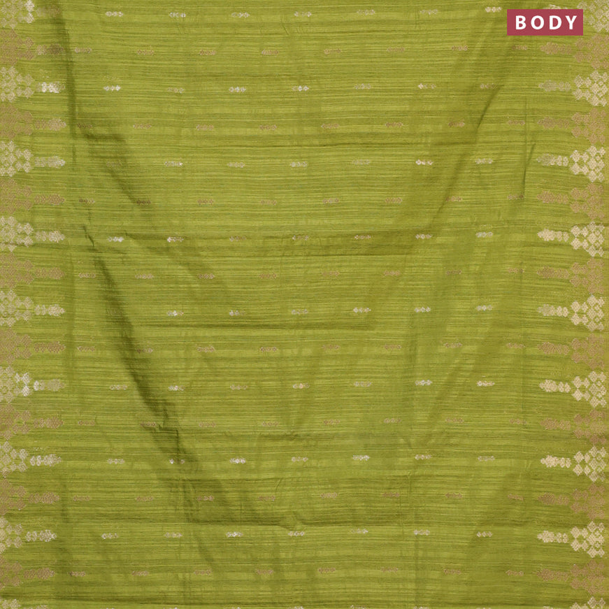 Banarasi semi matka silk saree light green with zari woven buttas and zari woven border