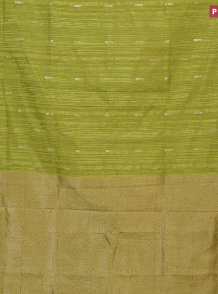 Banarasi semi matka silk saree light green with zari woven buttas and zari woven border