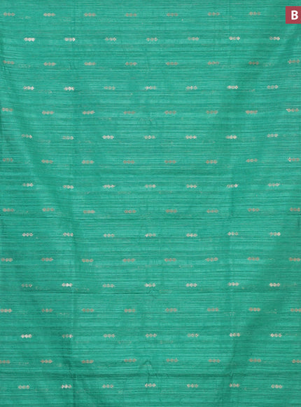 Banarasi semi matka silk saree green shade with zari woven buttas and zari woven border