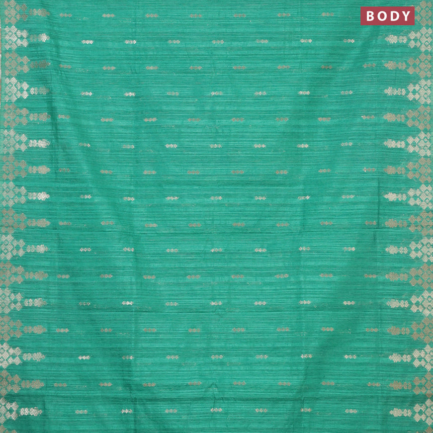 Banarasi semi matka silk saree green shade with zari woven buttas and zari woven border