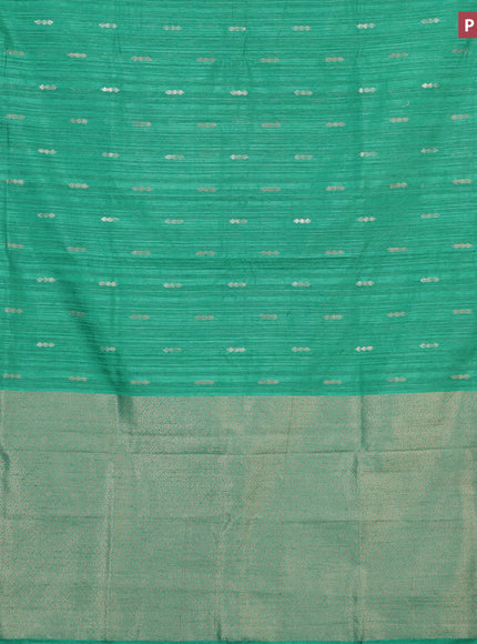 Banarasi semi matka silk saree green shade with zari woven buttas and zari woven border