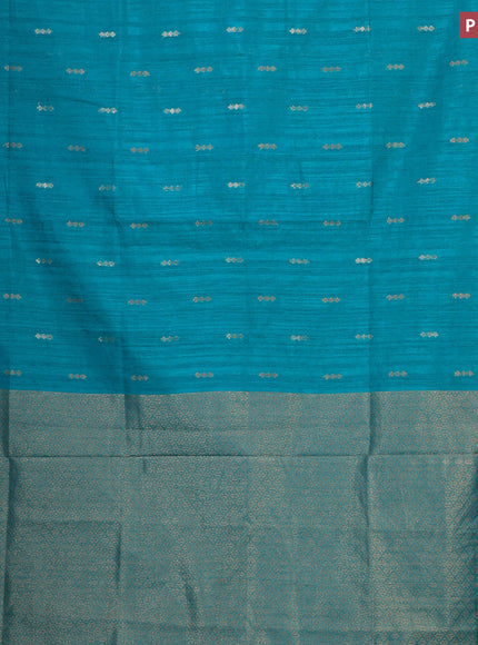 Banarasi semi matka silk saree teal blue with zari woven buttas and zari woven border