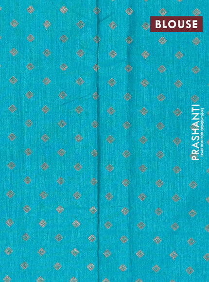 Banarasi semi matka silk saree teal blue with zari woven buttas and zari woven border