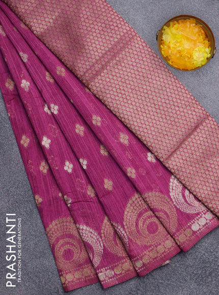 Banarasi semi matka silk saree purple with allover zari woven geometric buttas and zari woven border