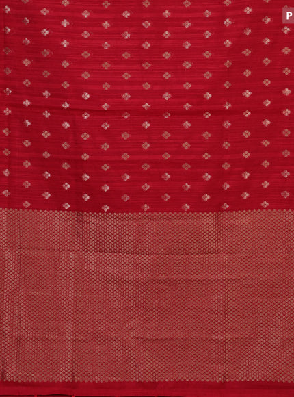 Banarasi semi matka silk saree red with allover zari woven geometric buttas and zari woven border