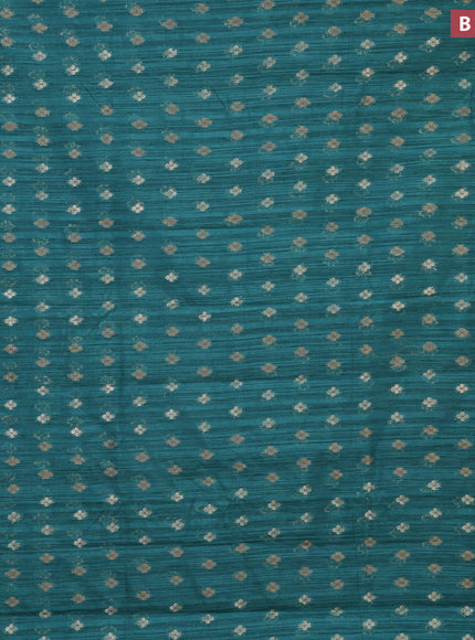 Banarasi semi matka silk saree teal blue shade with allover zari woven geometric buttas and zari woven border