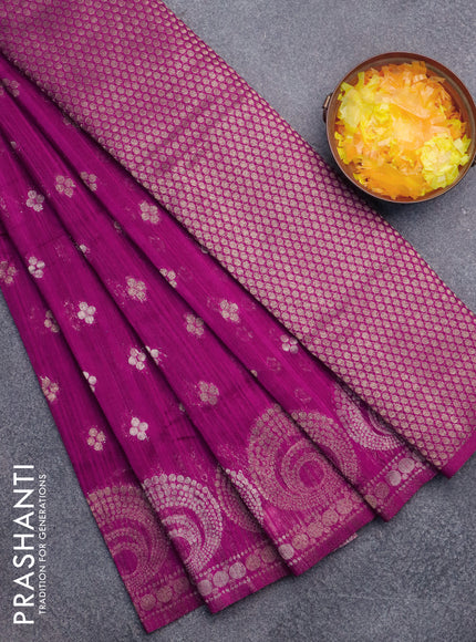 Banarasi semi matka silk saree purple with allover zari woven geometric buttas and zari woven border