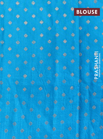 Banarasi semi matka silk saree cs blue with allover zari woven geometric buttas and zari woven border