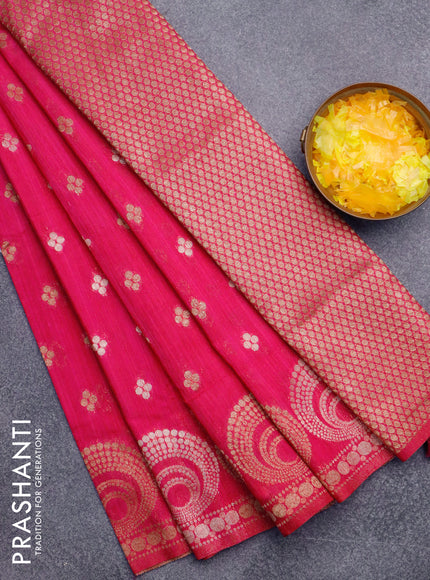 Banarasi semi matka silk saree pink with allover zari woven geometric buttas and zari woven border