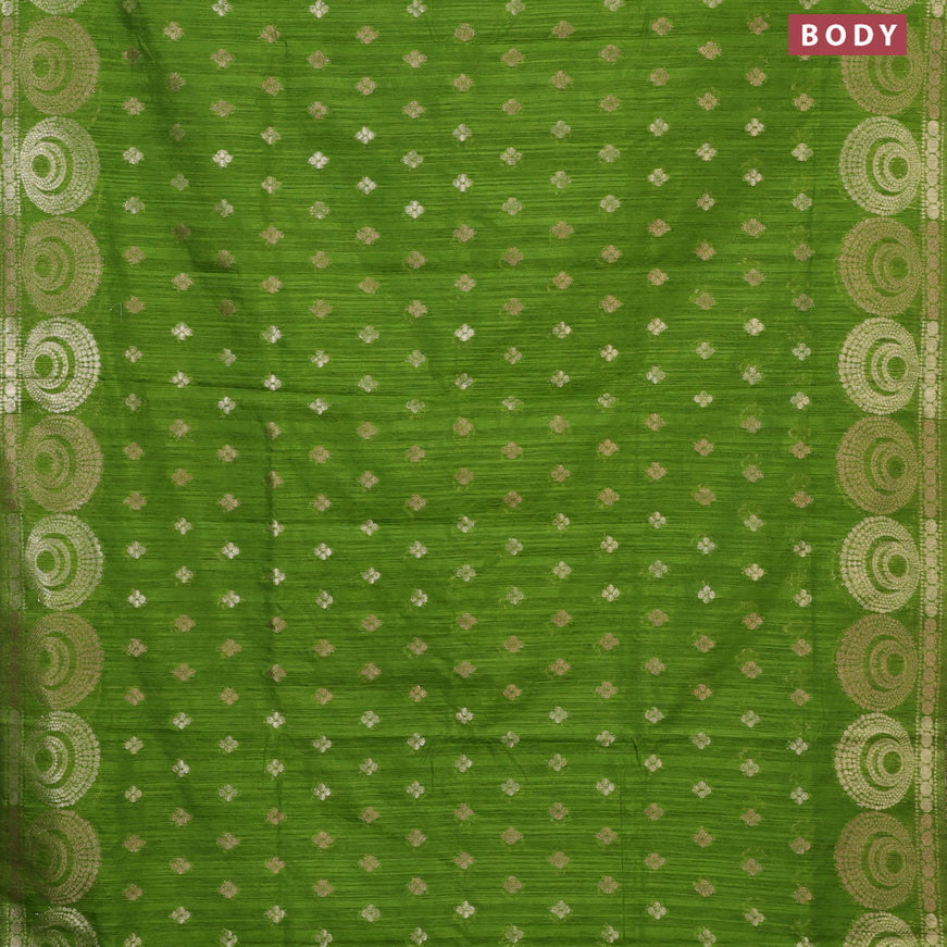 Banarasi semi matka silk saree light green with allover zari woven geometric buttas and zari woven border