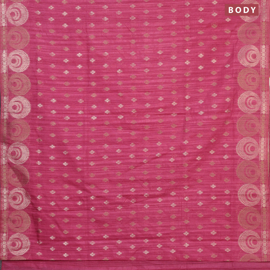 Banarasi semi matka silk saree pink shade with allover zari woven geometric buttas and zari woven border