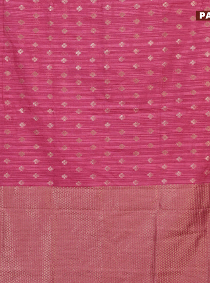 Banarasi semi matka silk saree pink shade with allover zari woven geometric buttas and zari woven border