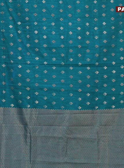 Banarasi semi matka silk saree blue with allover zari woven geometric buttas and zari woven border